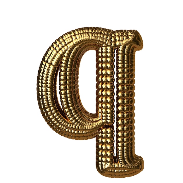 Symbool gemaakt van gouden bollen letter q