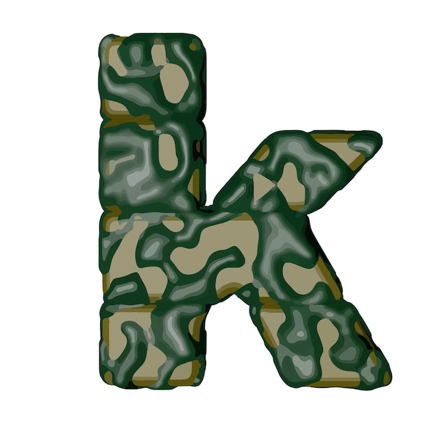 Symbool gemaakt van groene camouflage letter k