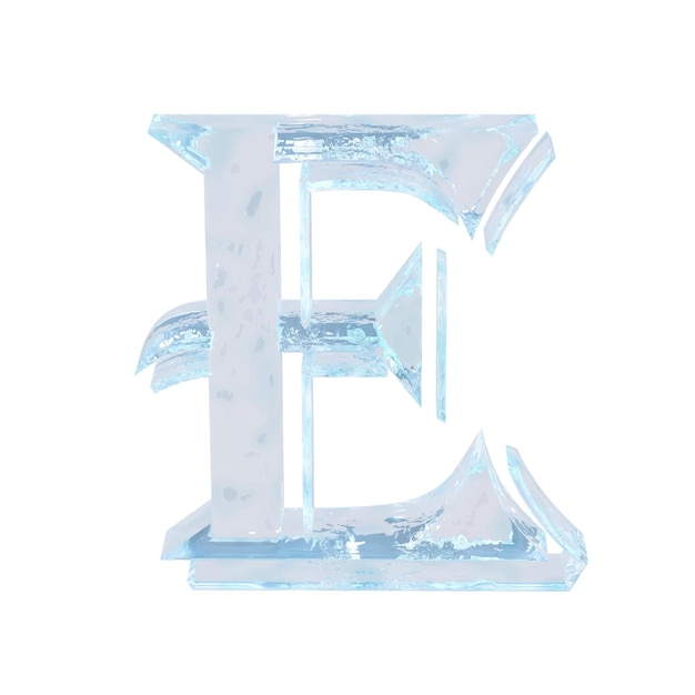 Symbool gemaakt van ijs letter e