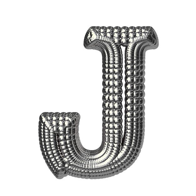 Vector symbool gemaakt van zilveren bollen letter j