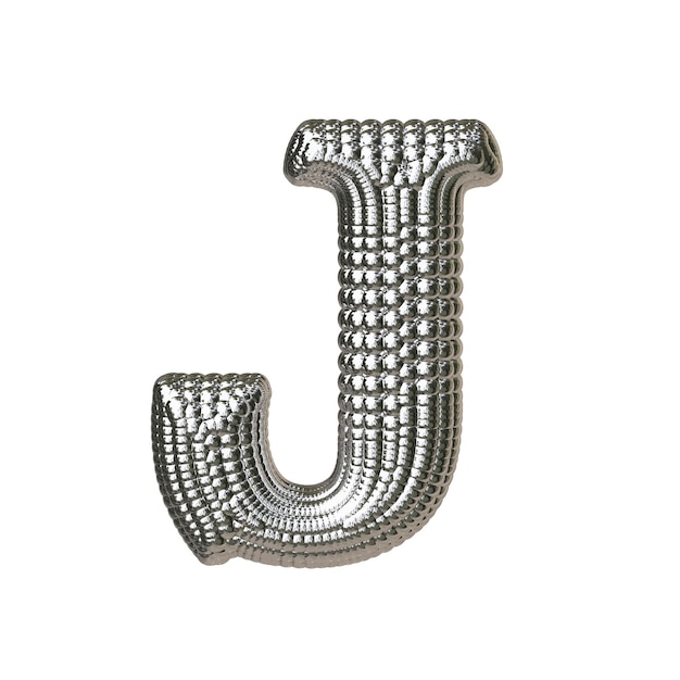 Symbool gemaakt van zilveren bollen letter j