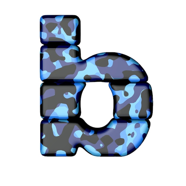 Symbool in blauwe camouflage letter b