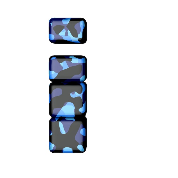 Symbool in blauwe camouflage letter i