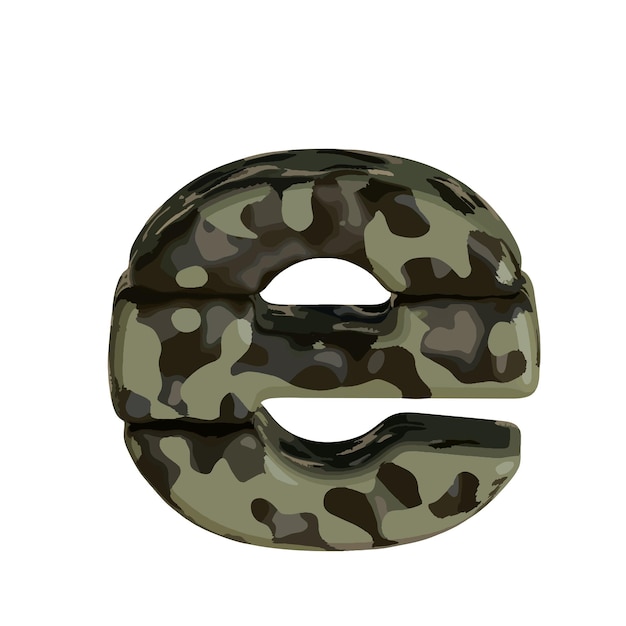 Symbool in bruine camouflageletter e