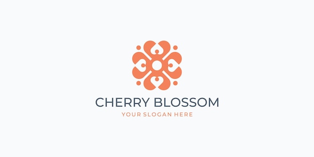 Symbool Kersenbloesem logo vector ontwerpsjabloon