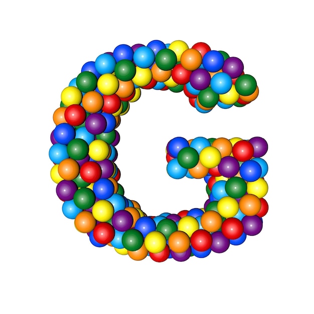 Vector symbool van ballen van regenboogkleuren letter g