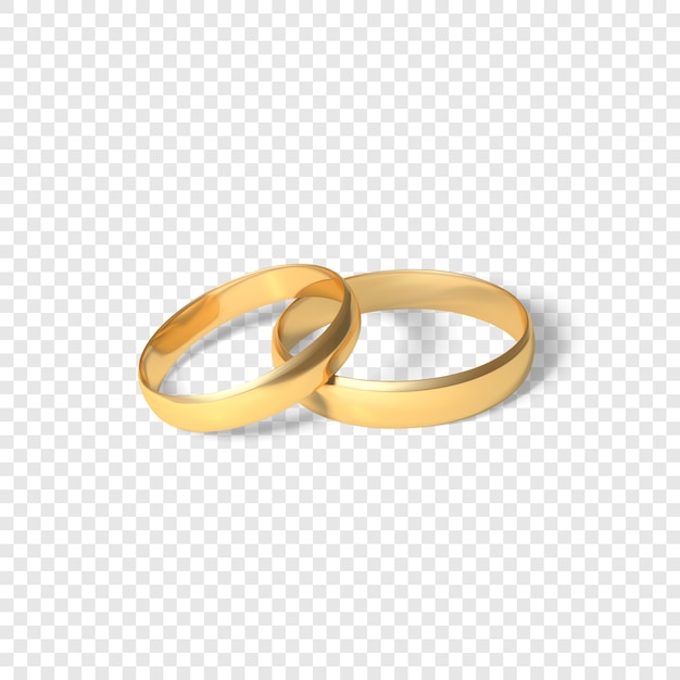 Vector symbool van huwelijkspaar gouden ringen. twee gouden ringen. illustratie op transparante achtergrond