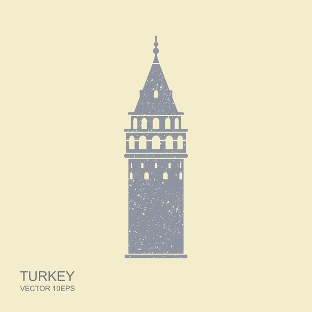 Symbool van istanbul en turkije galata tower vector platte icon