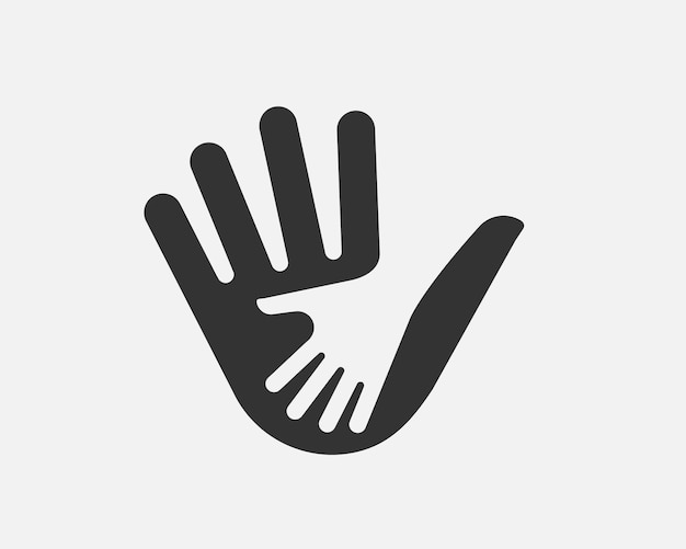 Symbool voor helpende handen Ouder en kind ondertekenen Pictogram voor hulp en zorg voor kinderen Ondersteuning familie vector