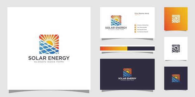 Symbool zon zonne-energie logo ontwerpsjabloon en visitekaartje ontwerp