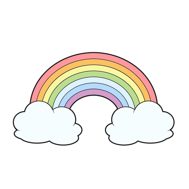 Vector symmetric cartoon rainbow color variation for coloring page on white background