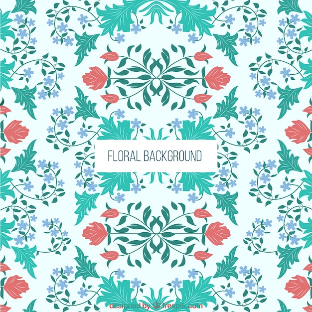 Vector symmetric floral background