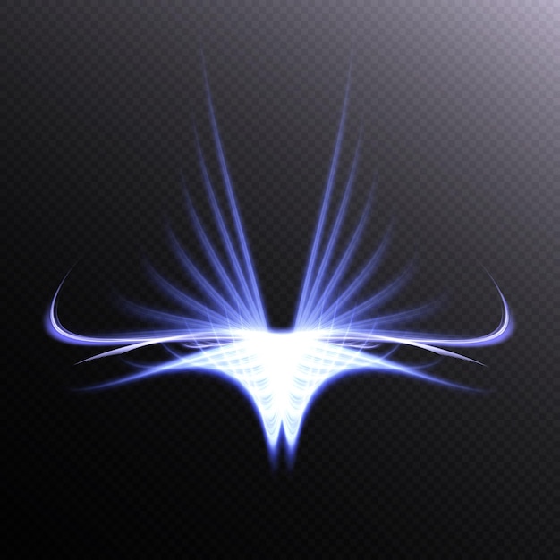 Symmetrical light lines. Abstract glowing ornament. Angelology Phoenix Wings Religion. Vector