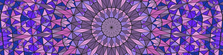 Vector symmetrical mosaic pattern in shades of purple and blue