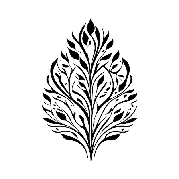 Symmetrical ornament floral design element illustration sketch black