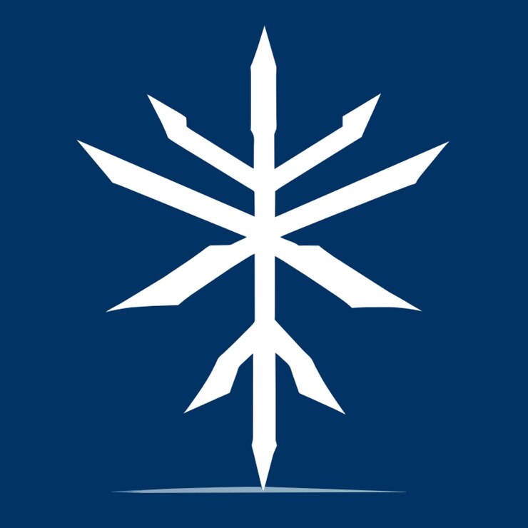 वेक्टर symmetrical snowflake minimalistic logo mirrored branches vector illustration