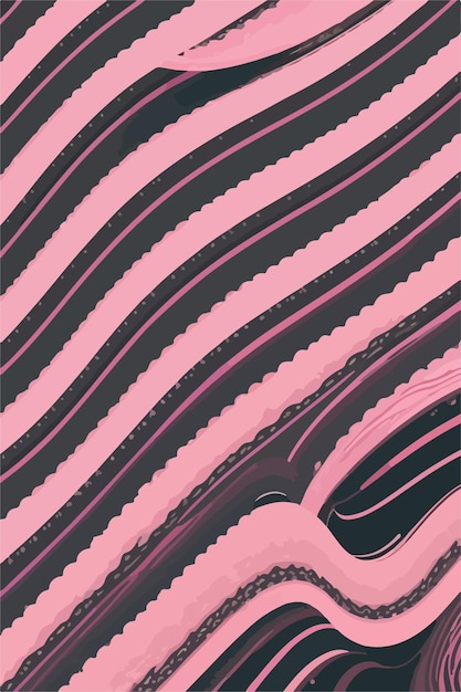 Symmetrical Waves Pink and Black Flat Vector 2D Style