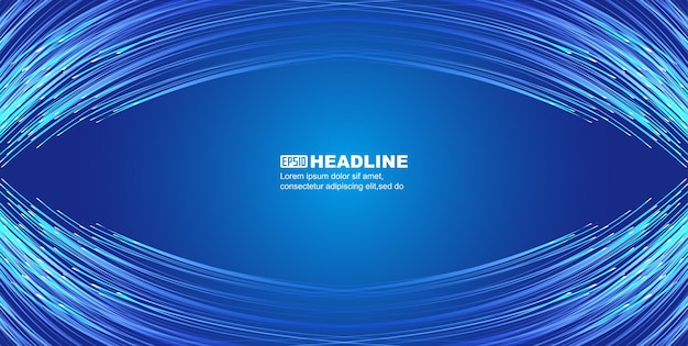 ブルーテクノロジーの対称的に湾曲したラインが遠くに収束します