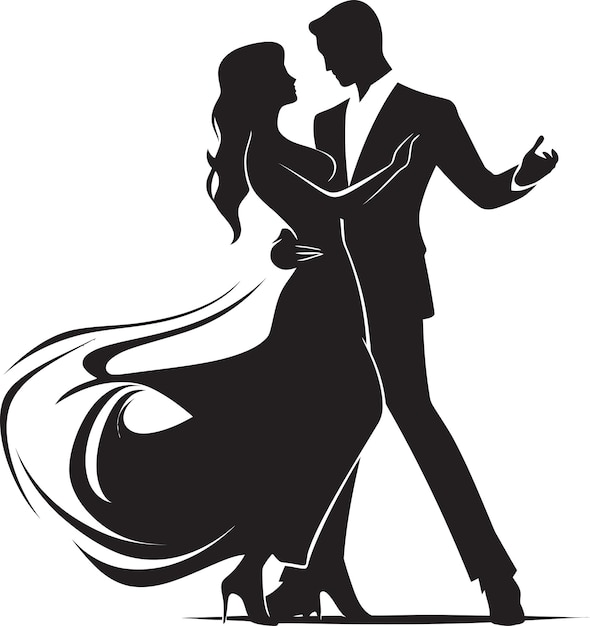 Symphonic steps dancing couple vector icon elegant entwining iconic dance design