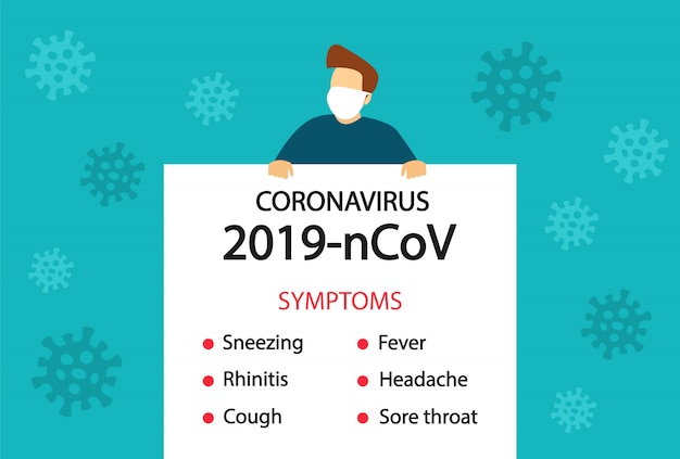 Sintomi coronavirus. coronavirus 2019-ncov. virus pericoloso, pandemia. bandiera