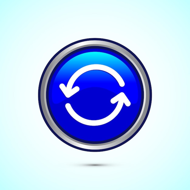 Synchronisatie verwerking icoon ontwerp synchronisatie of reset icoon Reload teken Blauwe kleur knop ontwerp