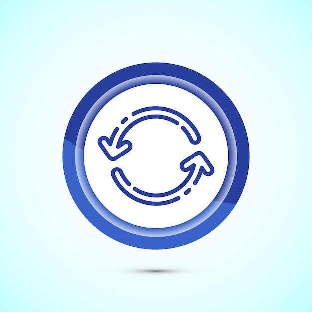 Synchronisatie verwerking icoon ontwerp synchronisatie of reset icoon Reload teken Blauwe kleur knop ontwerp