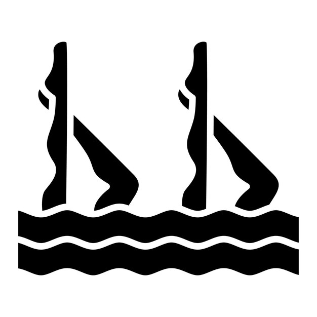 Символ синхронного плавания, сплошная черная иллюстрация
