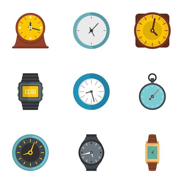 Synchronization icons set, flat style