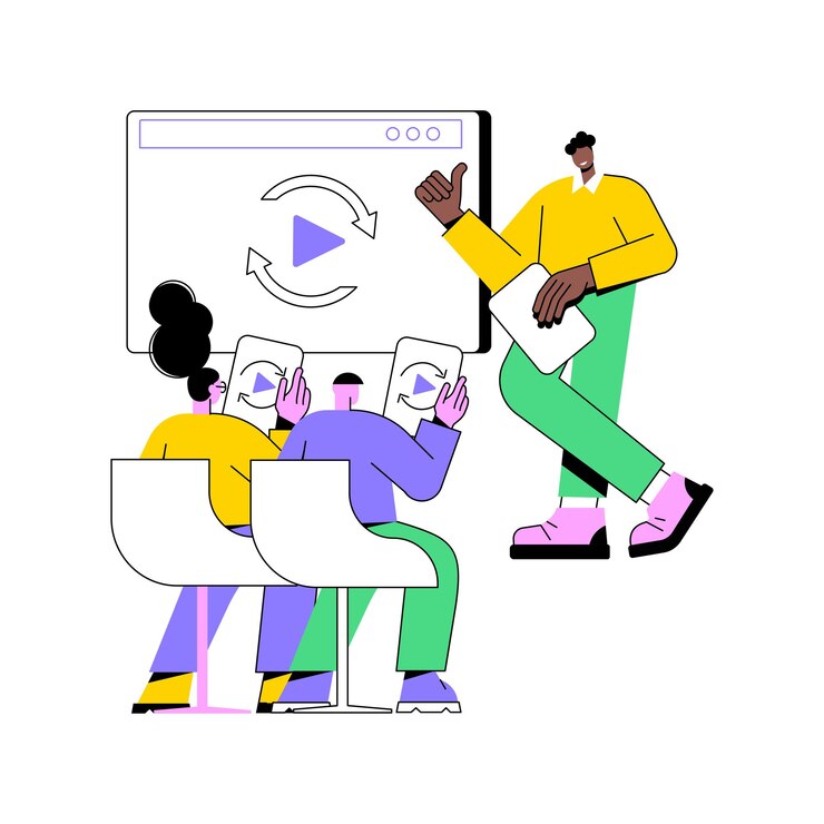 Vector synchronized access isolated cartoon vector illustrations