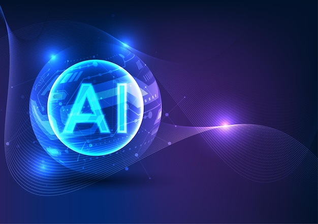 Vector synergy between artificial intelligence and current technology with the letter ai