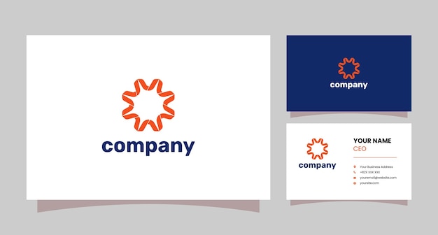 Vector synergy cooperation logo with business card