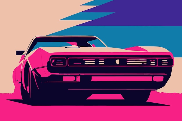 Vector synth wave car vector illustration