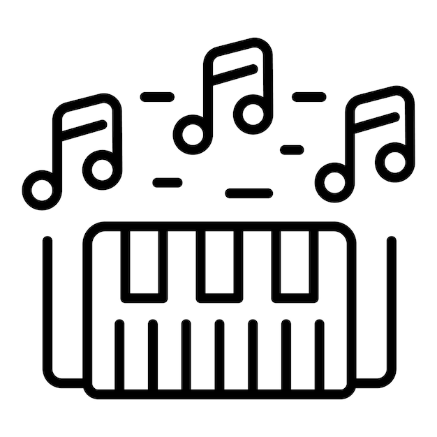 Vettore vettore di contorno dell'icona del sintetizzatore dj pianoforte strumento audio
