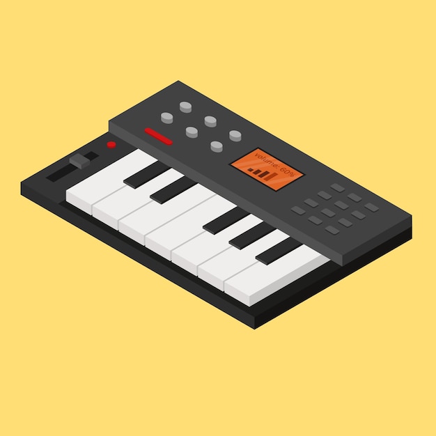 Synthesizer isometrisch ontwerp. muziek toetsenbord instrumenten vector illustratie