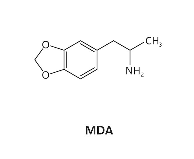 Synthetic drug formula MDA molecule structure