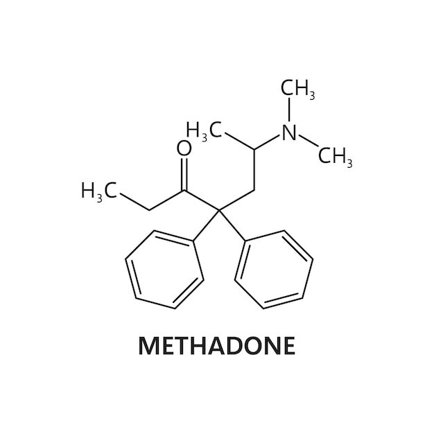 Vettore struttura della metadone in formula di droga sintetica