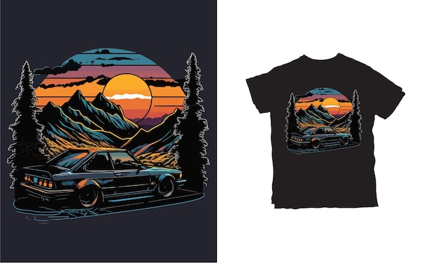 벡터 synthwave tshirt 벡터 디자인