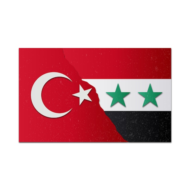 ベクトル シリアとトルコの国旗