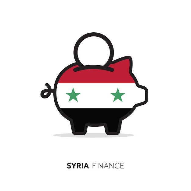 Vector syria economic concept piggy bank with national flag