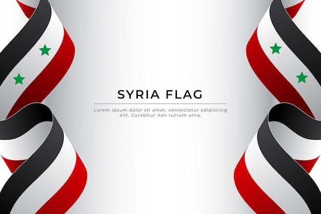 Вектор Дизайн флага сирии. реалистичная развевающаяся лента на фоне сирийского флага