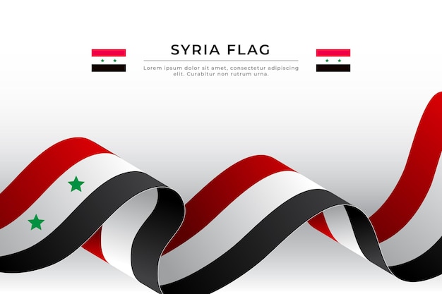 Syria flag design. Realistic waving ribbon Syrian flag  background