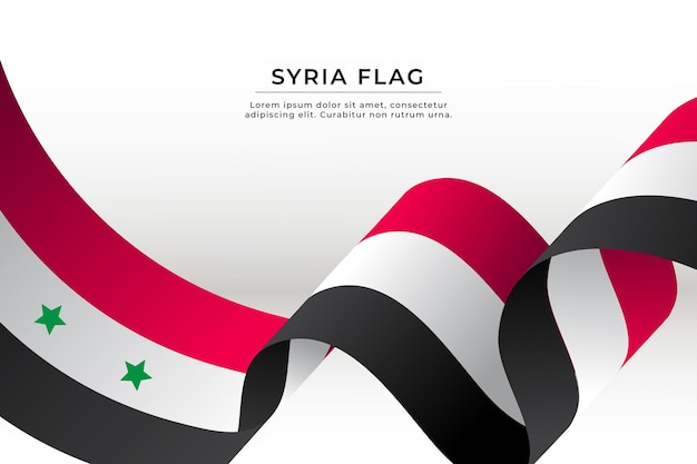 시리아 국기 디자인. 흰색 배경에 물결 모양의 시리아 국기