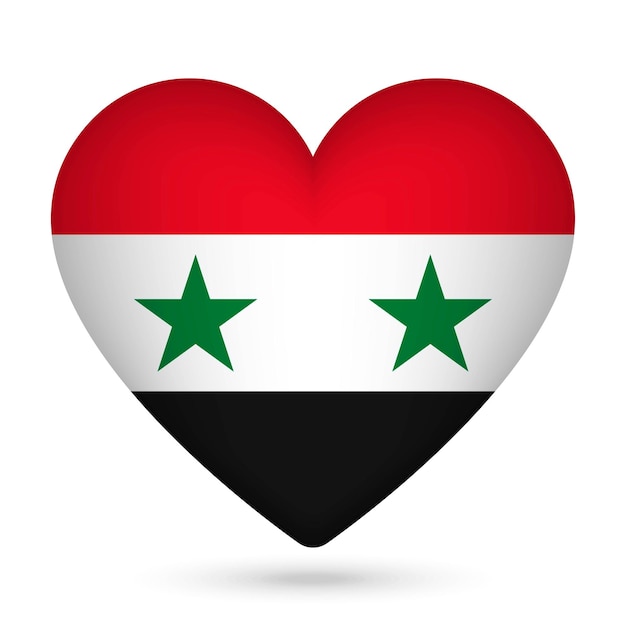 Syria flag in heart shape Vector illustration