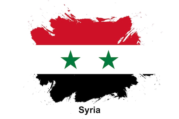 ブラシ ストローク デザインのシリア国旗イラスト