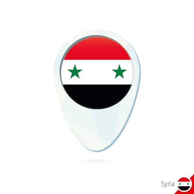 Syria flag location map pin icon on white background