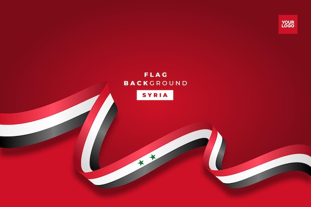 Bandiera del giorno dell'indipendenza della siria sfondo curva della bandiera con area di spazio di copia
