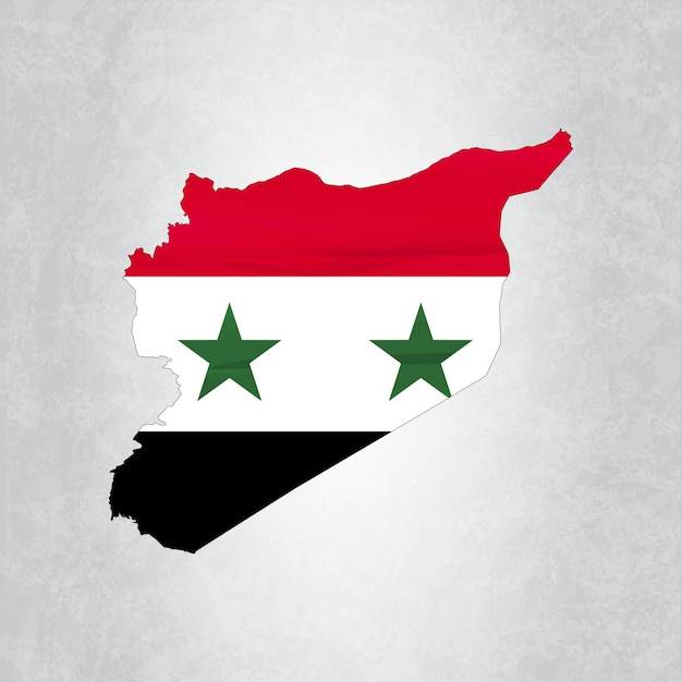 Vector syria map with flag