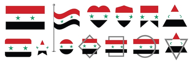 syria national flag vector set