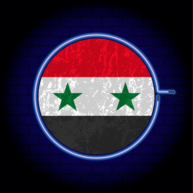 Syria neon grunge flag on wall backgrond Vector illustration