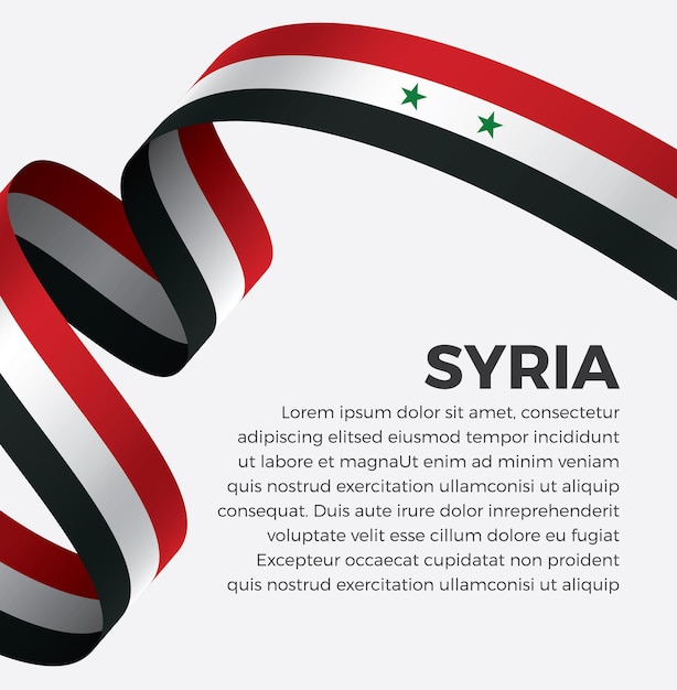 흰색 바탕에 시리아 리본 플래그 벡터 일러스트 프리미엄 벡터